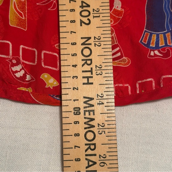 Vtg Chicos Design Blouse Button Womens 1 Medium Red Silk Asian 90s Y2K Unique - Picture 6 of 10